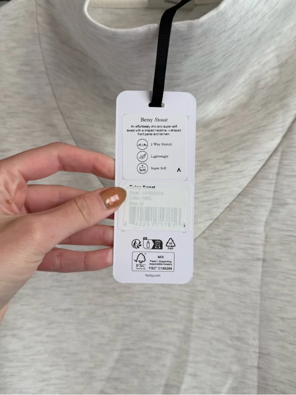 Varley Betsy sweatshirt ivory marl - Picture 4 of 5